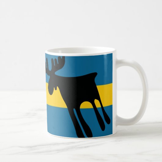 Älg / Moose med Svenska flaggan Kaffeetasse (Rechts)