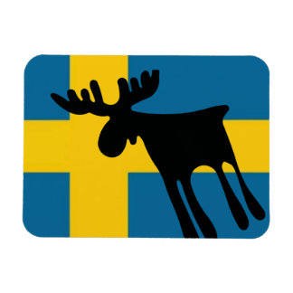 Älg / Moose med Svenska flaggan Magnet