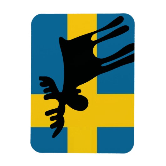 Älg / Moose med Svenska flaggan Magnet (Vertikal)