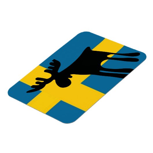 Älg / Moose med Svenska flaggan Magnet (Linke Seite)