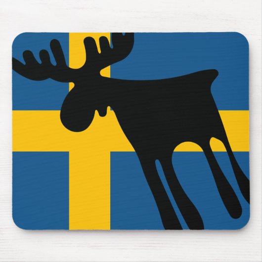 Älg / Moose med Svenska flaggan Mousepad (Vorne)