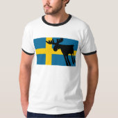 Älg / Moose med Svenska flaggan T-Shirt (Vorderseite)