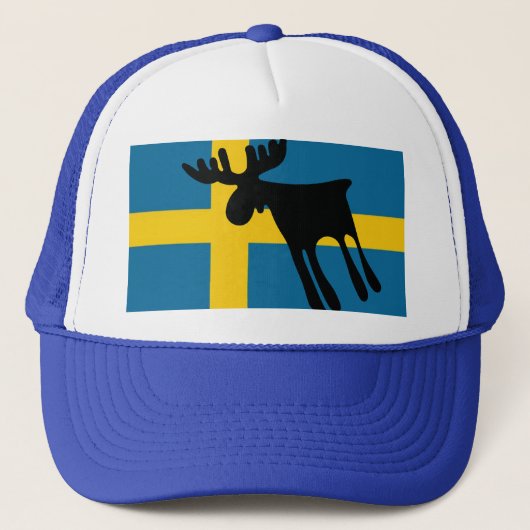 Älg / Moose med Svenska flaggan Truckerkappe (Vorderseite)