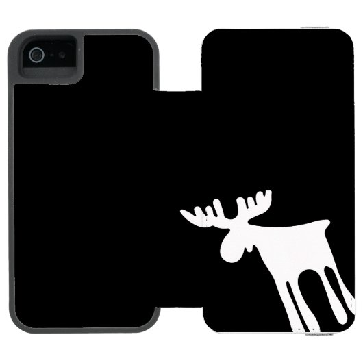 Älg / Moose, vit Incipio iPhone Geldbeutel-Hülle (Folio Geöffnet)
