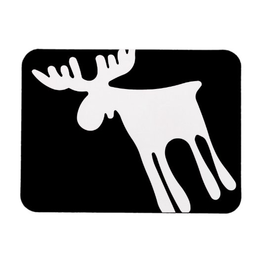 Älg / Moose, vit Magnet (Horizontal)