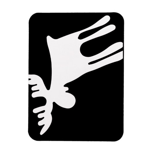 Älg / Moose, vit Magnet (Vertikal)