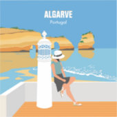 Algarve Beach Girl Reisen Vintag Aufkleber (Vorderseite)