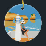 Algarve Beach Girl Reisen Vintag Keramik Ornament<br><div class="desc">Die Region Algarve ist bekannt für ihre phantastische Küste und die wunderschönen Strände mit gelben Felsen und Höhlen Formationen, warmen kristallklaren Wasser und heller Sonne. Die Touristen Liebe die von Felsen gesäumten Strände, im südlichen Ende von Portugal. Es ist ein perfektes Urlaubsziel für Strandliebhaber. Weiß gekalkte Architektur mit maurischen Toren...</div>