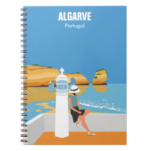 Algarve Beach Girl Reisen Vintag Notizblock