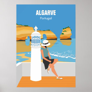 Algarve Beach Girl Reisen Vintag Poster