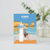 Algarve Beach Girl Reisen Vintag Postkarte (Stehend Vorderseite)