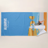 Algarve Beach Girl Reisen Vintag Strandtuch (Vorderseite)