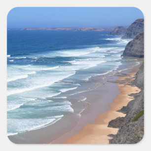 Algarve Beach, Portugal Quadratischer Aufkleber