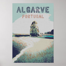 Algarve beach Portugal vintage travel Poster