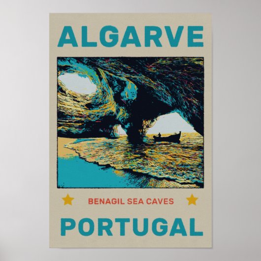 Algarve Benagil Höhlenstrand Portugal Jahrgang Rei Poster (Vorne)