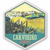 Algarve Carvoeiro Beach Illustration Portugal Aufkleber (Vorderseite)