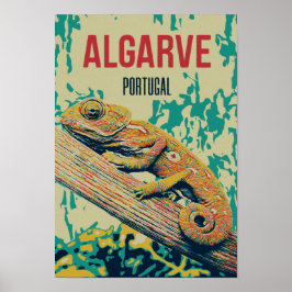 Algarve Chameleon illustriert Portugal Vintag Poster
