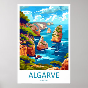 Algarve Nationalplakat Reisepark Skigebiet Vintage Poster