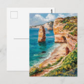 Algarve Portugal Aquarellmalerei Postkarte (Vorne/Hinten)