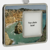 Algarve, Portugal, Benagil Strand und Felsen Rahmen-Ornament Silber (Rechts)