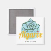 Algarve Portugal Blume Sukkulent Vintag Souvenir Magnet (Vorderseite/Rückseite)