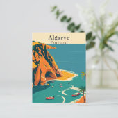 Algarve, Portugal Europäische Retro-Küstenart Postkarte (Stehend Vorderseite)