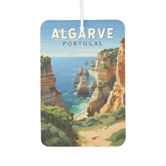Algarve Portugal Reisen Art Vintag Autolufterfrischer (Vorderseite)