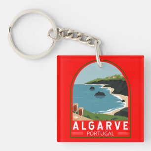 Algarve Portugal Retro-Reise Kunst Vintage Schlüsselanhänger