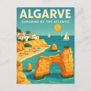 Algarve, Portugal Retro-Reise Postkarte