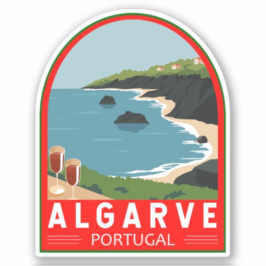 Algarve Portugal Retro Reisen Vintag Aufkleber (Vorderseite)