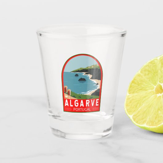 Algarve Portugal Retro Reisen Vintag Schnapsglas (Vorderseite)
