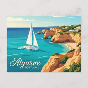 Algarve, Portugal, Segelboot Postkarte