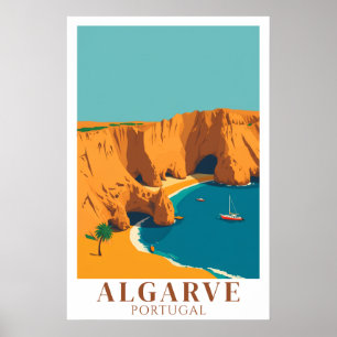 Algarve Portugal Strand Vintage Reise Kunst Poster