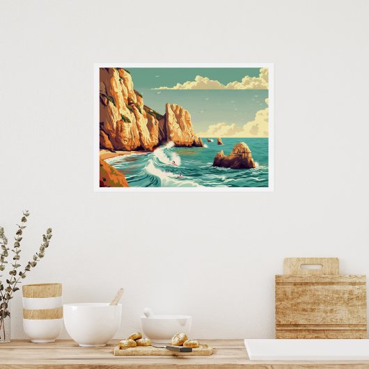Algarve, Portugal Surf Vintag Poster (Küche)