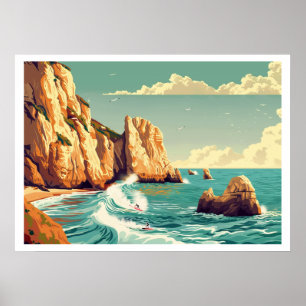 Algarve, Portugal Surf Vintage Poster