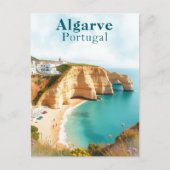Algarve Portugal Vintage Küstenreise Postkarte (Vorderseite)