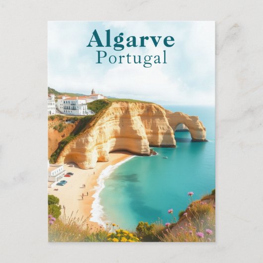 Algarve Portugal Vintage Küstenreise Postkarte (Vorderseite)