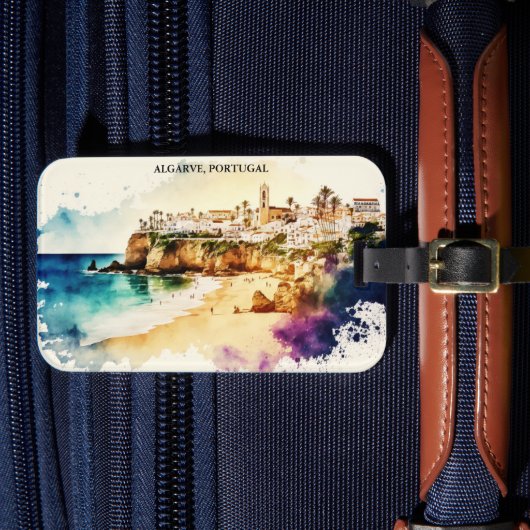 Algarve Portugal Wasserfarbenreise Gepäckanhänger (Vorderseite Insitu 4)