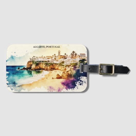 Algarve Portugal Wasserfarbenreise Gepäckanhänger (Vorderseite (Horizontal))