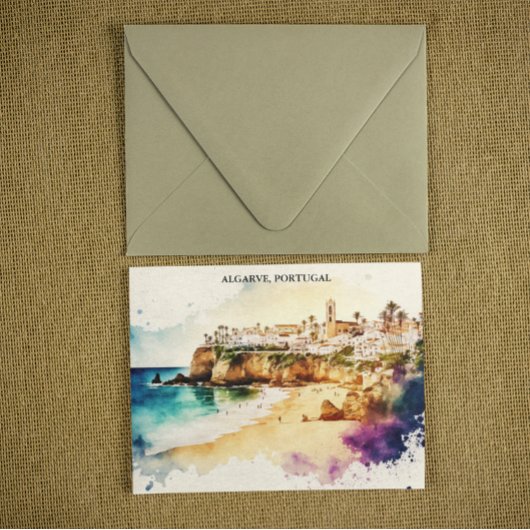 Algarve Portugal Wasserfarbenreise Postkarte