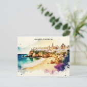 Algarve Portugal Wasserfarbenreise Postkarte (Stehend Vorderseite)