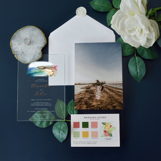 Algarve Portugal Wedding Acryleinladungen