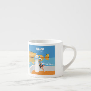 Algarve-Strand-Mädchen-Reise im Vintage-Stil Espressotasse
