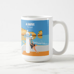 Algarve-Strand-Mädchen-Reise im Vintage-Stil Kaffeetasse