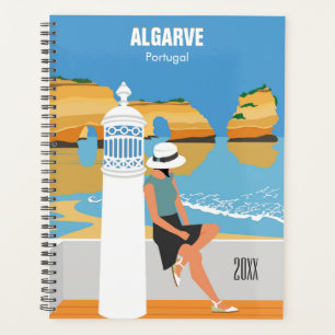 Algarve-Strand-Mädchen-Reise im Vintage-Stil Planer