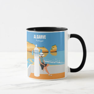 Algarve-Strand-Mädchen-Reise im Vintage-Stil Tasse