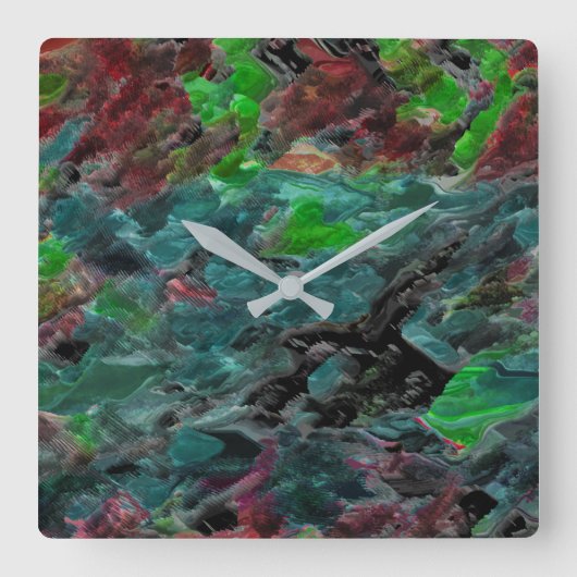 Algas ou corais do mar com efeito onda quadratische wanduhr (Vorderseite)