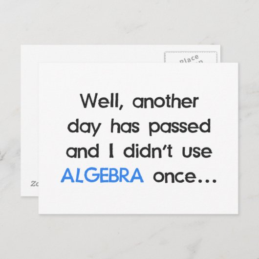 Algebra hat heute noch nicht einmal benutzt postkarte (Vorne/Hinten)