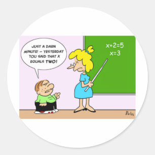 Algebra-Kinderlehrer gestern x gleich zwei Runder Aufkleber