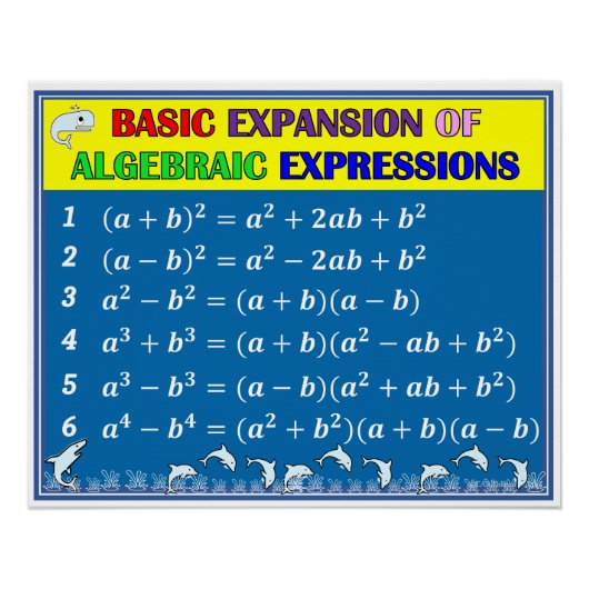 Algebra Math Classroom Poster - Blue Ocean (Vorderseite)